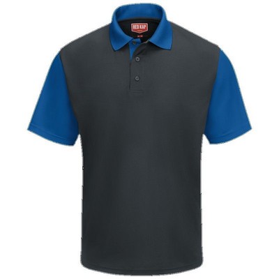 Red Kap™ Men's Performance Knit® Color-Block Polo - Charcoal Gray/Royal Blue