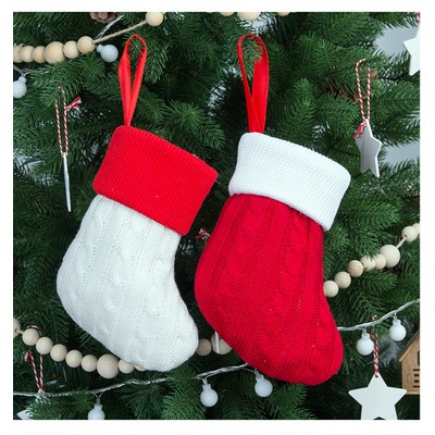 Christmas Socks Knitting Red Snowflake Christmas Decoration for Home Gift Xmas Tree Natal