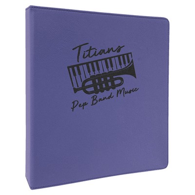 3 Ring Binder w/1" Slant Ring, Purple Faux Leather, 10 1/2" x 11 1/2"