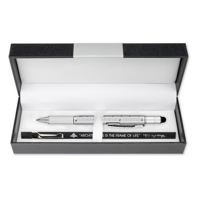 Executive GIFT SET w/ Engineer Pocket Scale and durable ABS plastic 5-in-1 work pen