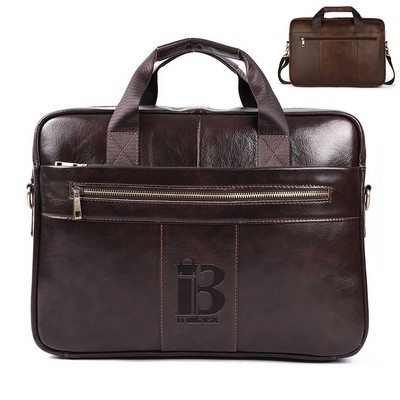 Genuine Leather Briefcase Laptop Messenger Bag