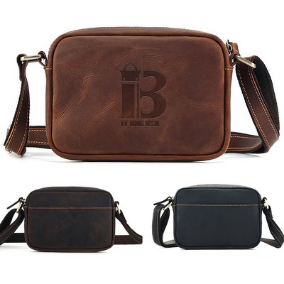 Genuine leather vintage cross-body messenger bag