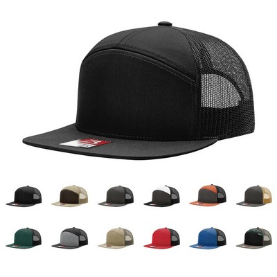 Richardson 168 7-Panel Trucker Hat, Flat Bill Snapback