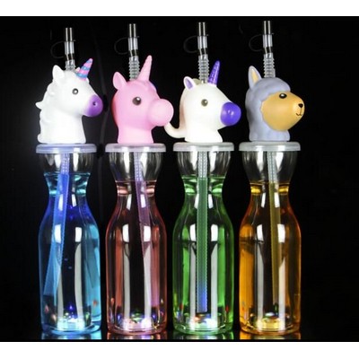 Popular Animal straw bottle with flashing