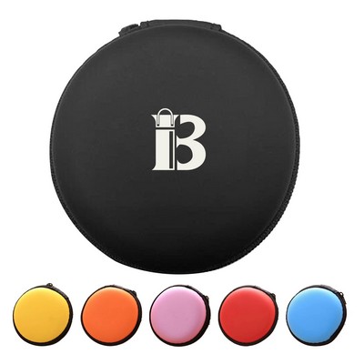 PU Leather Round Ear Bud Case