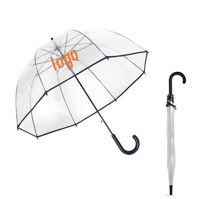 47" Arc Clear Bubble Dome Umbrella w/ Hook Handle