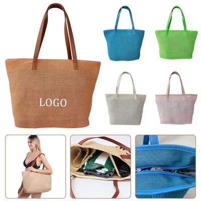 Large Women Straw Beach Bag