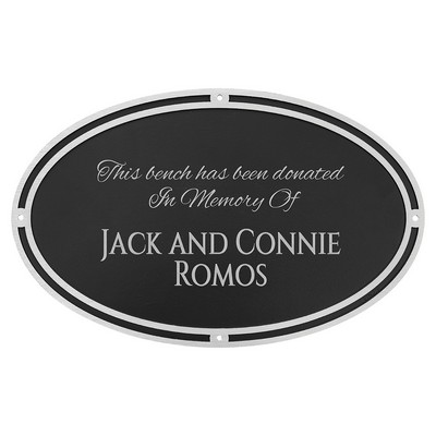 12" x 7" Silver/Black Oval Cast Aluminum Sign W/ Hardware