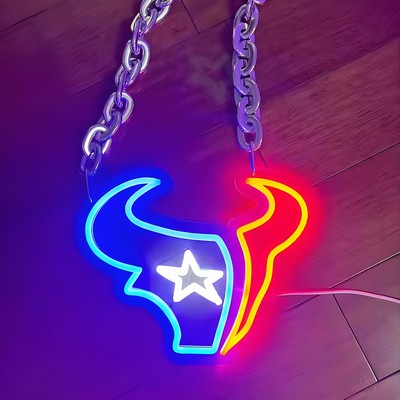 Light Up Led Neon Large Fan Necklace Chain For Celebrating Cheering