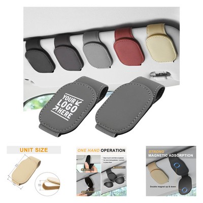 Full Leather Magnetic Sunglass Holder for Car Visor