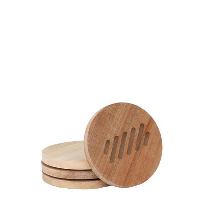 Acacia Wood Round Coaster Set