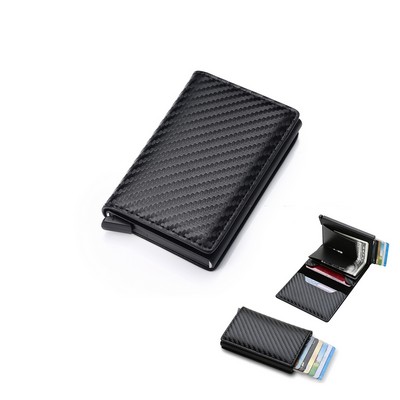 RFID Blocking Leather Pop-up Card Holder with ID Window