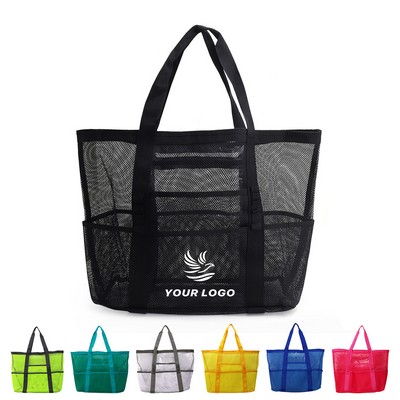 Foldable Beach Tote With Pockets