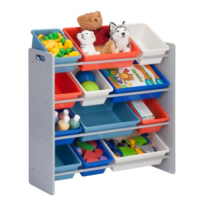 Honey-Can-Do Kids Toy Storage Organizer W/ 12 Bins Blue/Gray