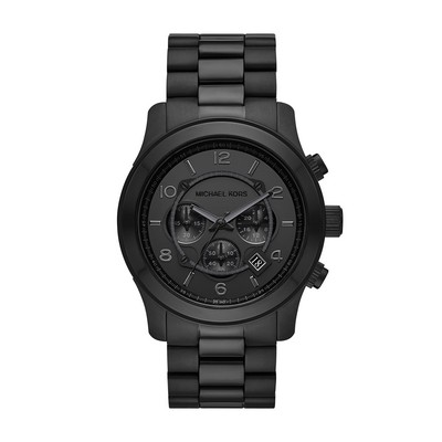 Michael Kors Men's Oversized Runway Chronograph Black Stainles Steel Watch Black Dial