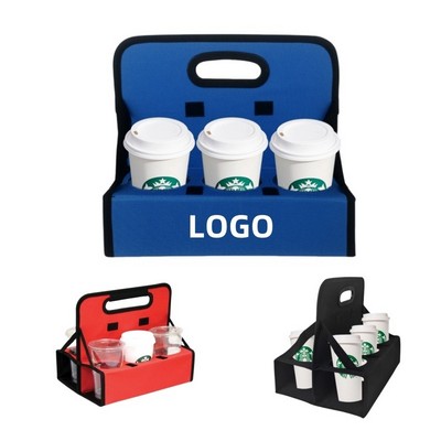 Portable 6-Hole Handle Cup Carrier for Reusable Use