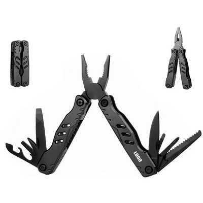 Compact Black Multi-Pliers Tool Kit for Travel and Camping