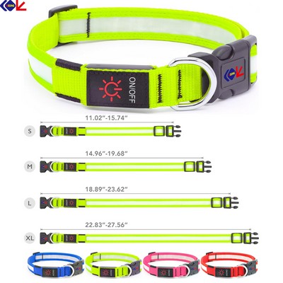 Light Up Dog Collar Adjustable USB Rechargeable Super Bright Safety Light Glowing Collars