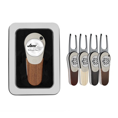 Pitchfix Woodie Golf Divot Repair Tool in Window Tin