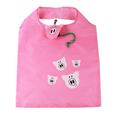 Foldable Pink Pig Carrier Tote Bag