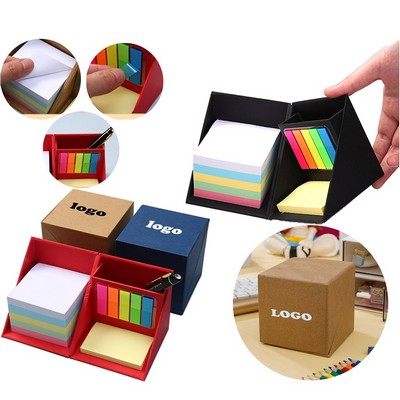 Eco-Friendly Sticky Notes Cube Box w/Pen Holder MOQ50PCS