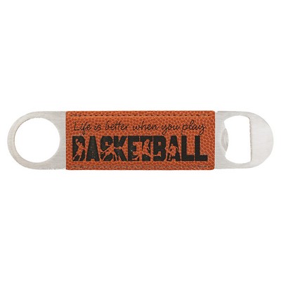 1 1/2" x 7" Basketball Leatherette Bottle Opener