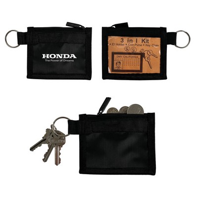 3-in-1 Key Kit with ID Holder/ Key Ring & Coin Pocket