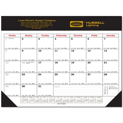 12 Sheet Desk Pad Calendar w/Vinyl Top & Corners