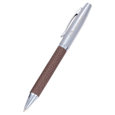 Brown Leather Barrel Ballpoint Pen