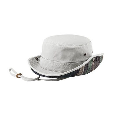 Water Repellent Cotton Twill Washed Bucket Hat w/ Camo Under Brim