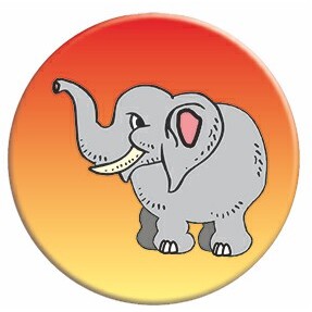 Elephant Round Metal Photo Magnet (2.5" Diameter)