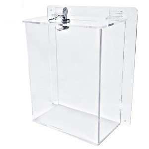 Large Clear Wall Mount Ballot Box w/ Key Lock (8.5"x11" Insert)