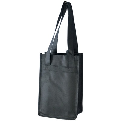 Non Woven Polypropylene 4 Bottle Wine Bag (7"x7"x11"x7")