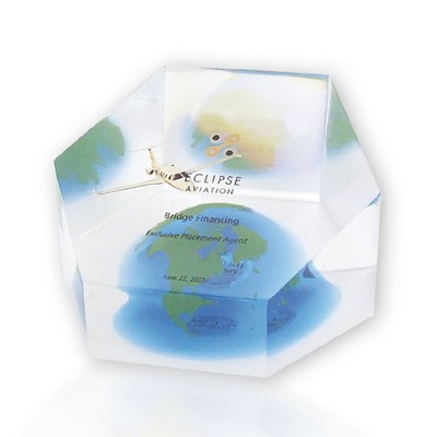 Slanted Hexagon Embedment/Award/Paperweight (4"x 3"x 2 1/2")