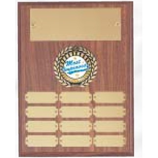 Perpetual 12 Plate Plaque w/ Gold Brass Plates & Optional Insert (9"x12")