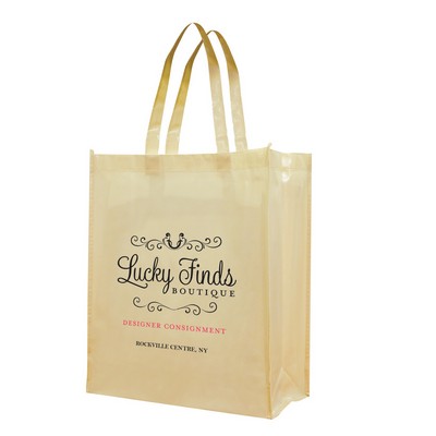 Laminated Tote Bag with Patent Finish - 1 Color (12 3/4"x15 3/4"x4 3/4")