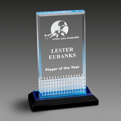 Beveled DiamondEdge™ Award w/Blue Reflective Bottom (5 1/8"x7-1/16"x2½")