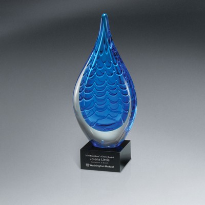 Indigo Stream Art Glass - Large (Includes Silver Color-Fill on Base Only)