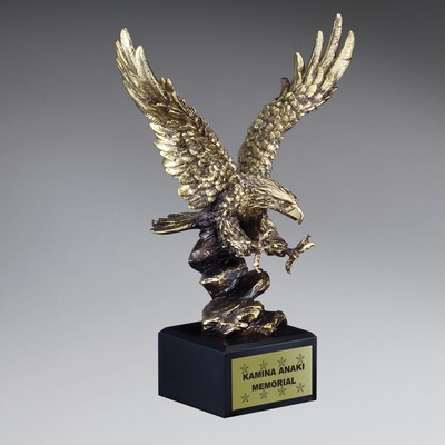 Gold Antique Finish Resin Cast Eagle Landing - Large