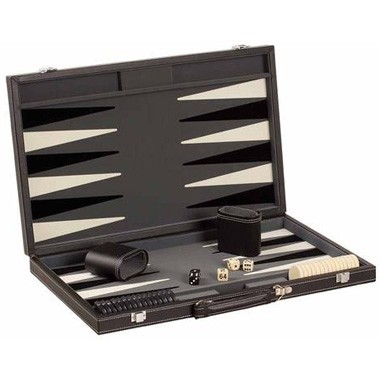 18"Black & White Vinyl Backgammon Set, Large Size(screened)