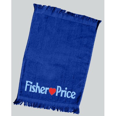 T100 Fingertip Fringed Towel 11x18 Navy - (Printed)