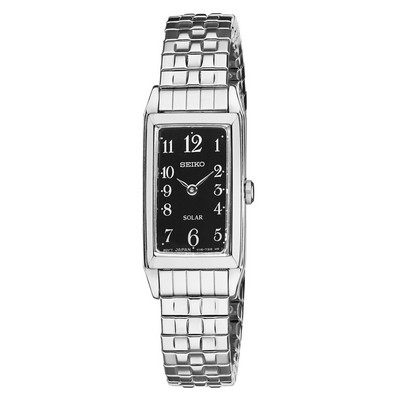 Seiko Women's Solar Stainless Steel Black Dial Watch