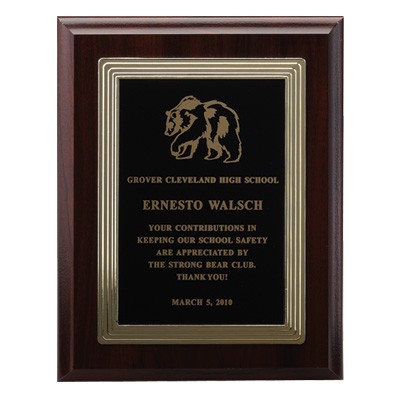 Walnut Brown Finish Plaque w/Embossed Borders Plate