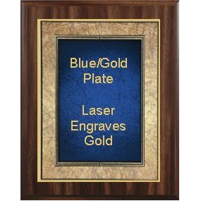 Walnut Plaque 8" x 10" - Blue/Gold 6" x 8" Art Plaque Plate