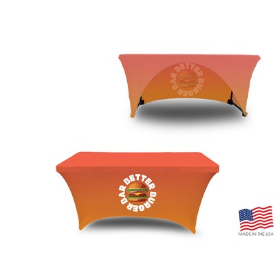 4' Premium PolyKnit™ 3-Sided Stretch Style Table Cover w/Full Dye Sub Logo (48"x30"x29")