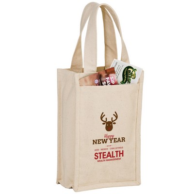 7"x3"x11" Heavyweight Cotton Canvas 2 Bottle Wine Tote