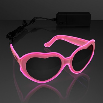 EL Wire Glowing Pink Heart Sunglasses - Domestic Print