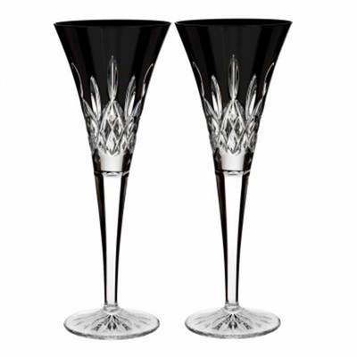 Waterford Lismore Black Flute, Pair