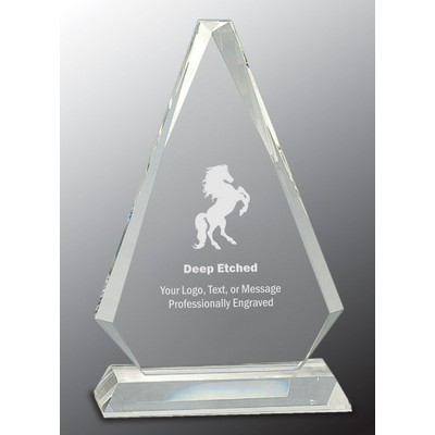 9 1/4" Clear Crystal Triangle Award on Clear Pedestal Base