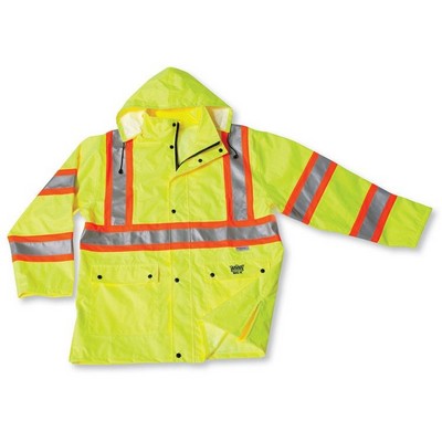 300 Denier Lime Green Polyester Rain Jacket